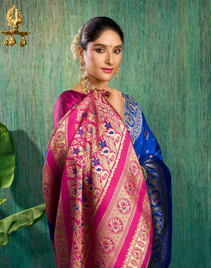 Royal Blue Silk Woven Paithani Saree
