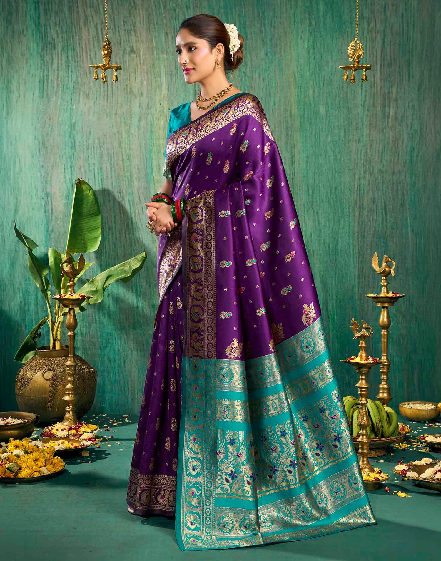 Purple Silk Woven Paithani Saree