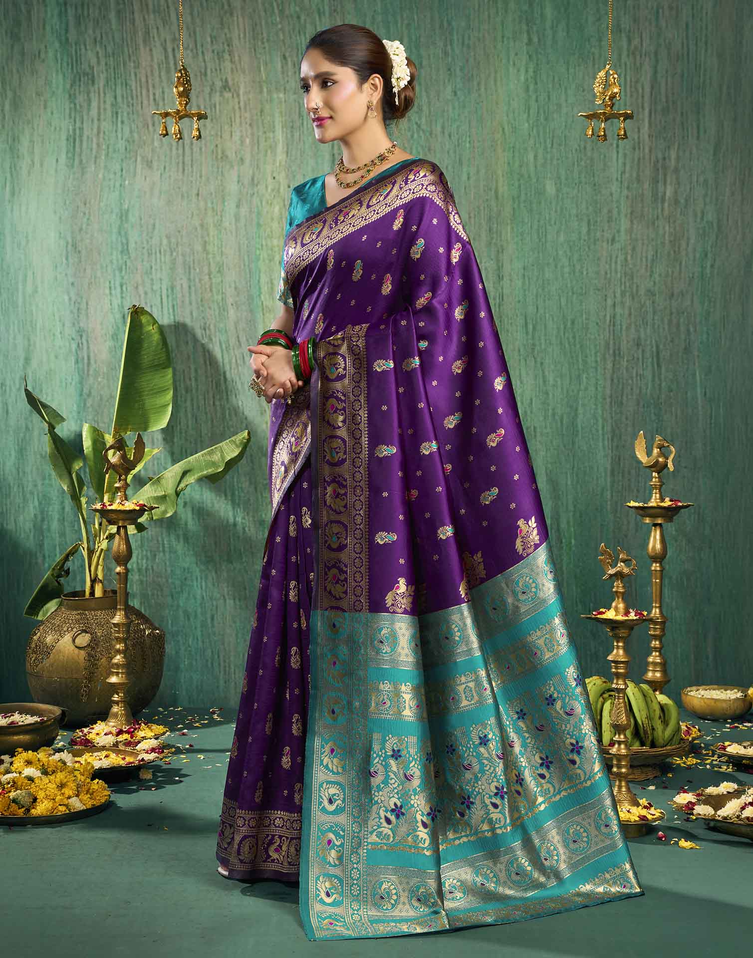 Purple Silk Woven Paithani Saree