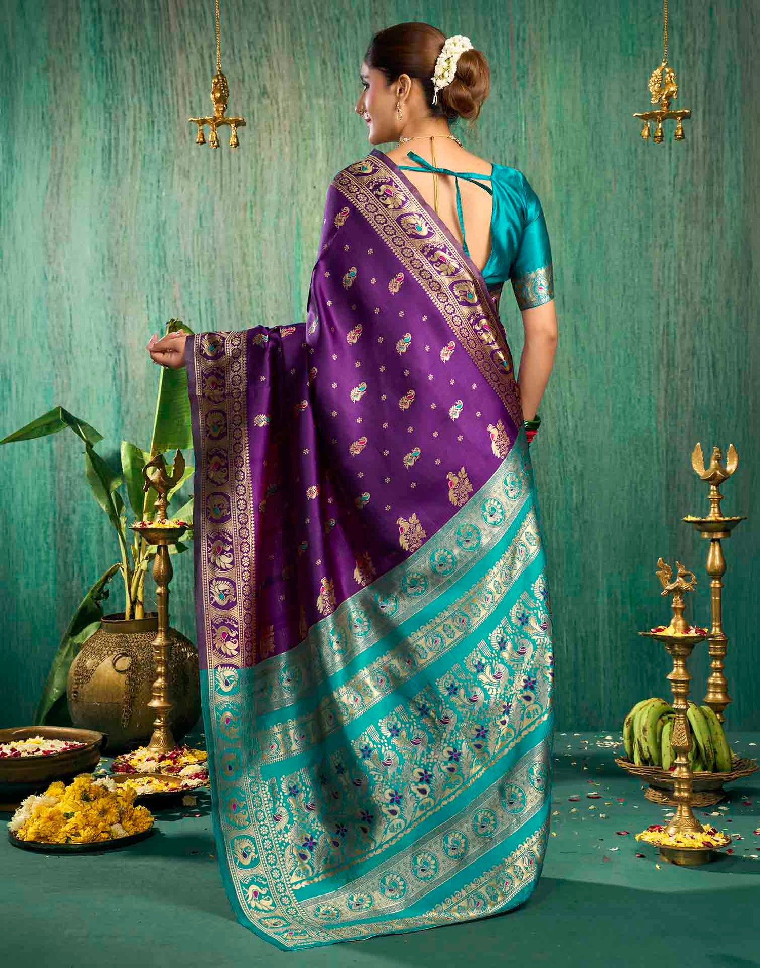 Purple Silk Woven Paithani Saree