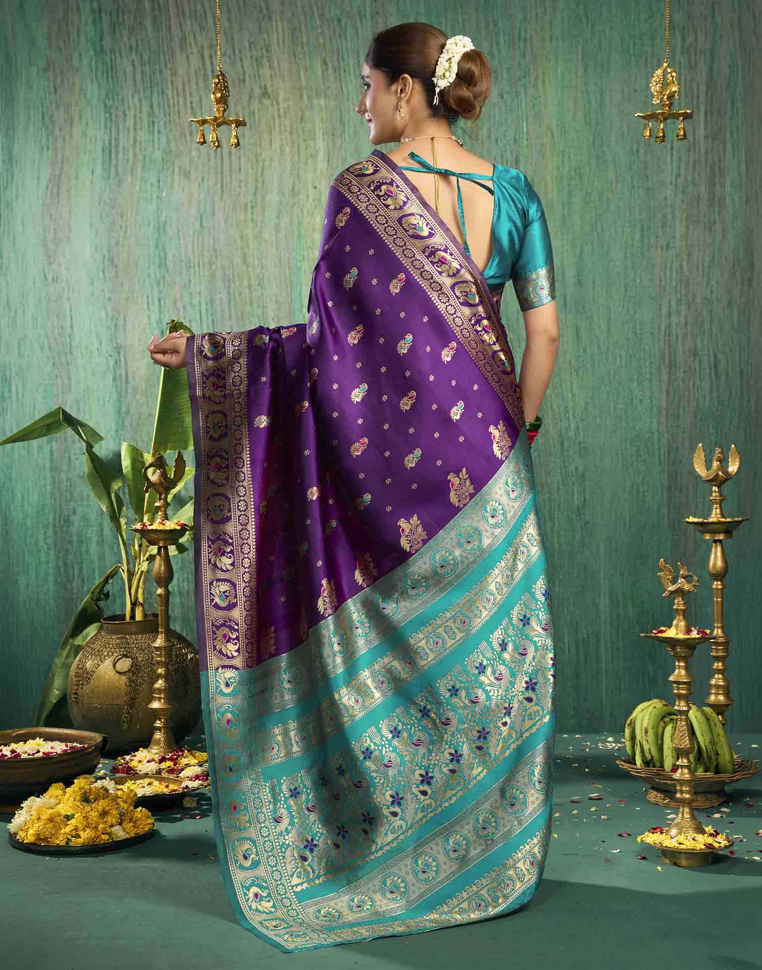 Purple Silk Woven Paithani Saree
