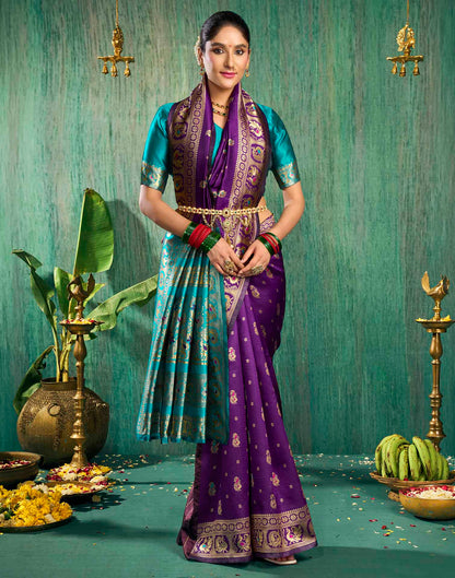 Purple Silk Woven Paithani Saree