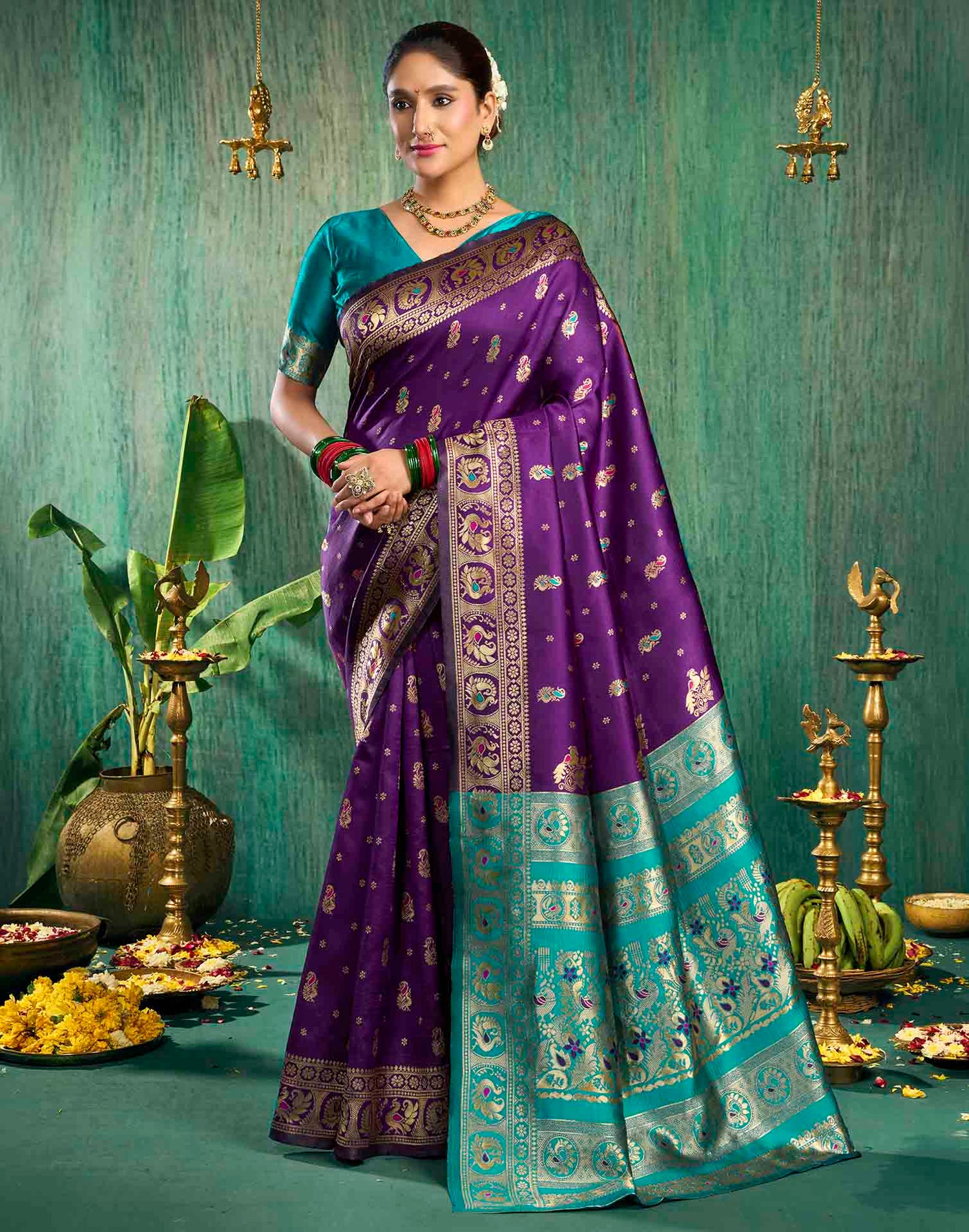 Purple Silk Woven Paithani Saree