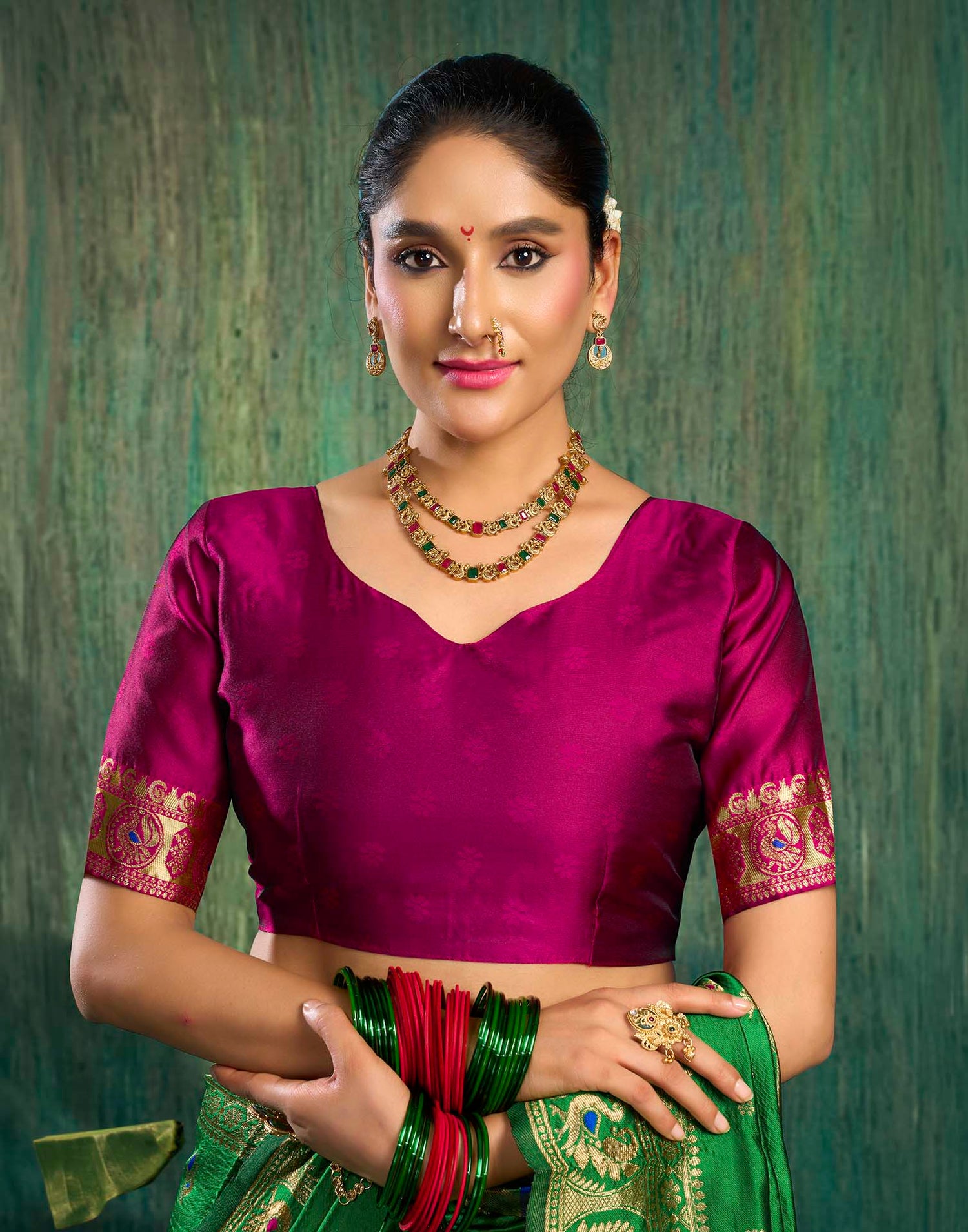 Parrot Green Silk Woven Paithani Saree