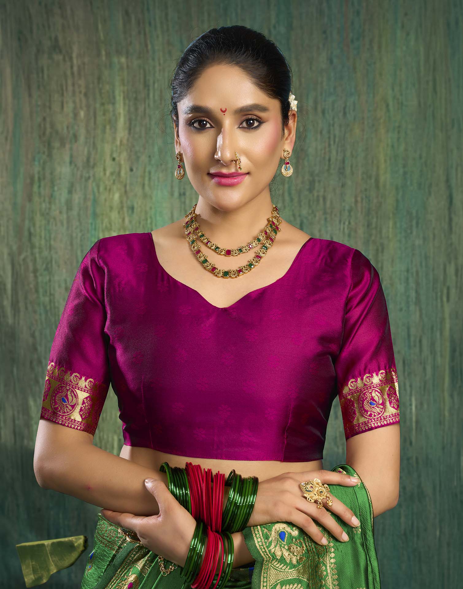 Parrot Green Silk Woven Paithani Saree