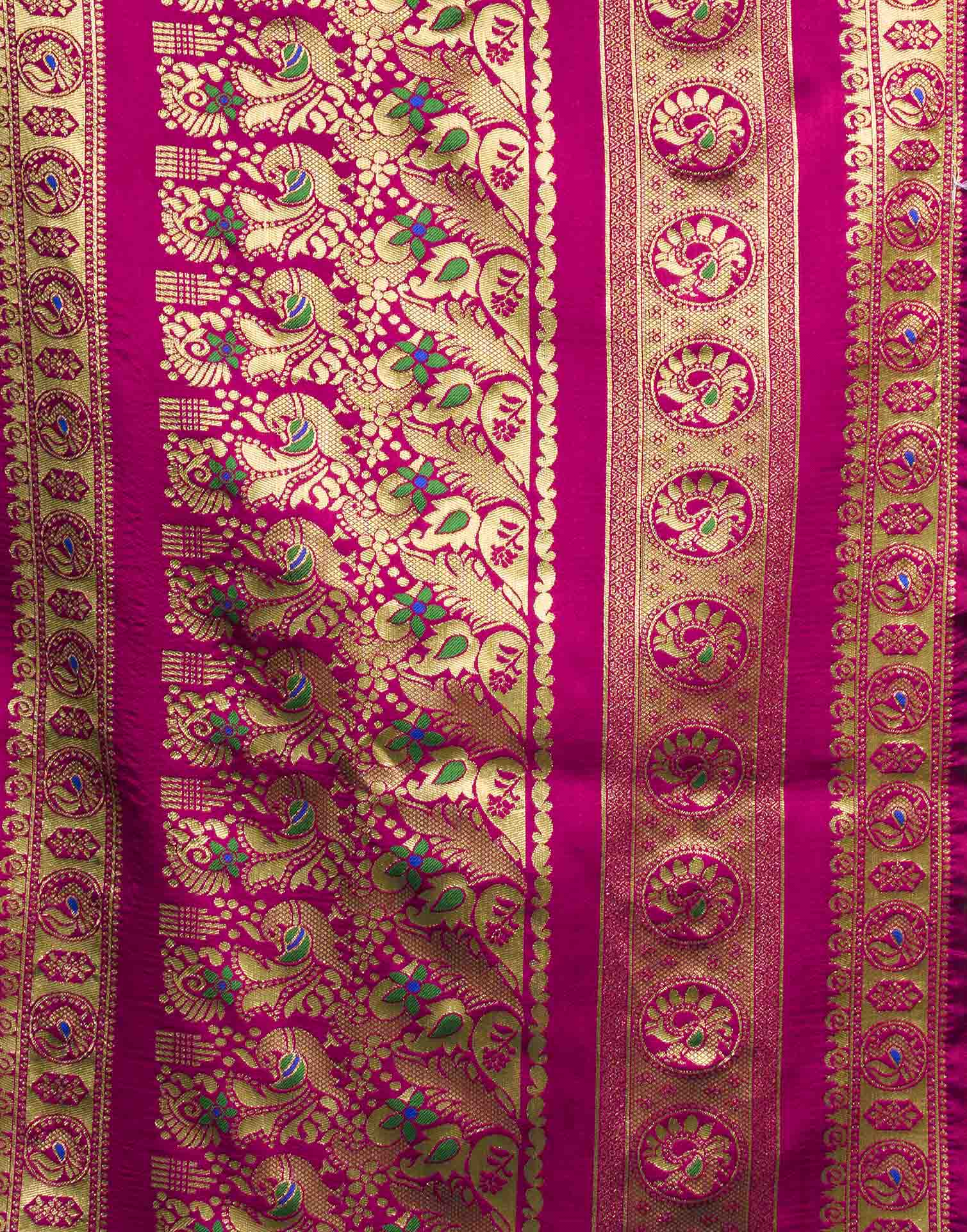 Parrot Green Silk Woven Paithani Saree