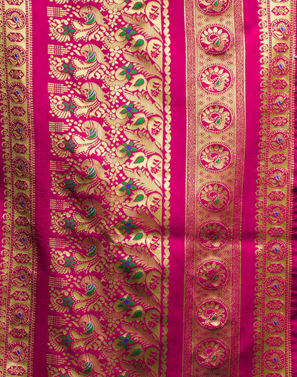 Parrot Green Silk Woven Paithani Saree