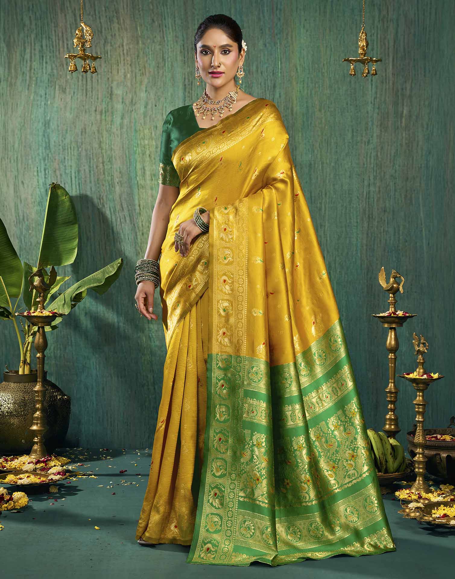 Yellow Silk Woven Paithani Saree