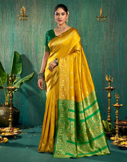 Yellow Silk Woven Paithani Saree