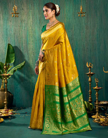 Yellow Silk Woven Paithani Saree