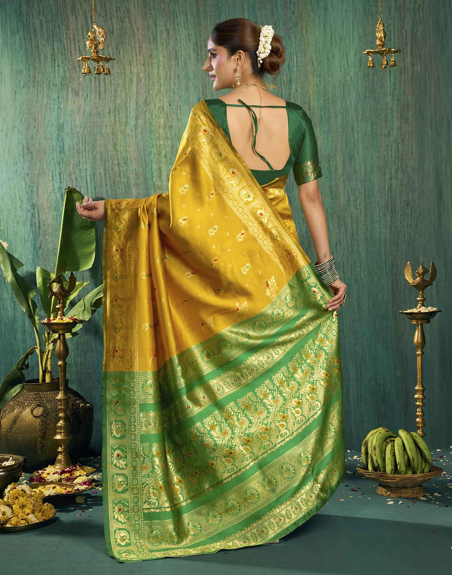 Yellow Silk Woven Paithani Saree