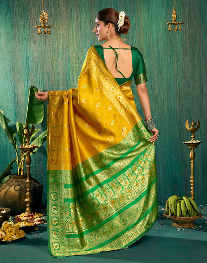 Yellow Silk Woven Paithani Saree