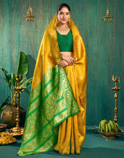 Yellow Silk Woven Paithani Saree