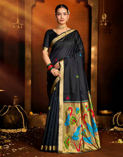 Black Silk Woven Paithani Saree
