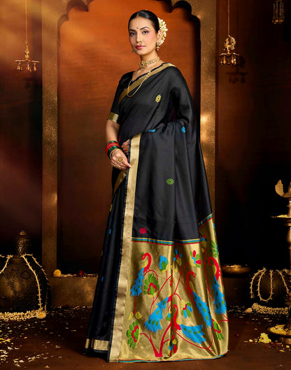 Black Silk Woven Paithani Saree