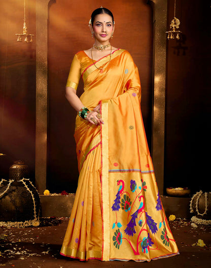 Yellow Silk Woven Paithani Saree