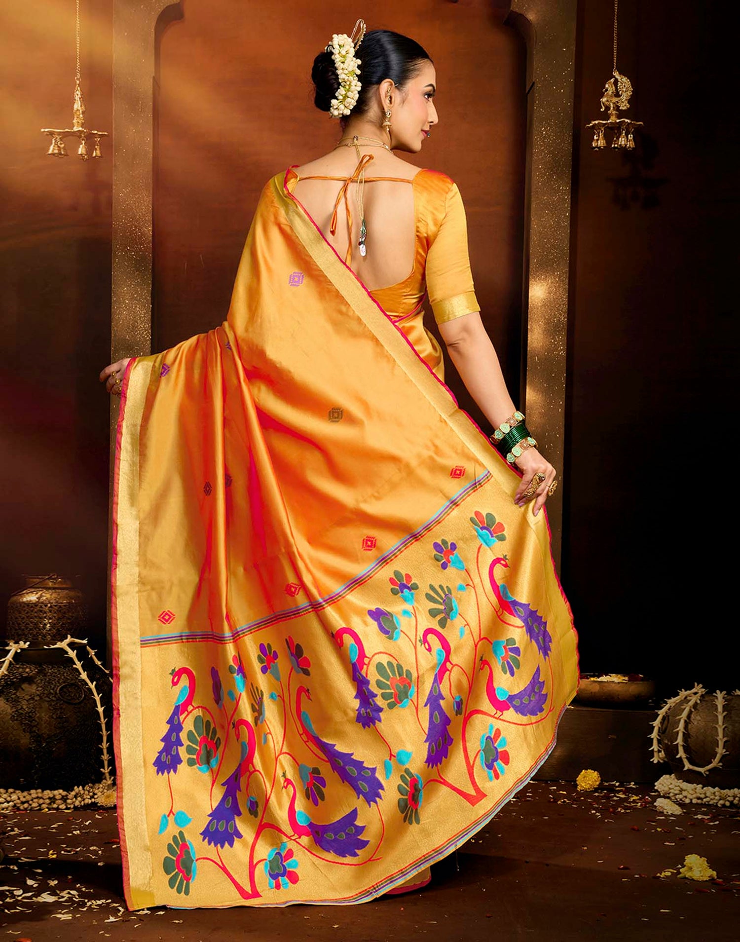 Yellow Silk Woven Paithani Saree