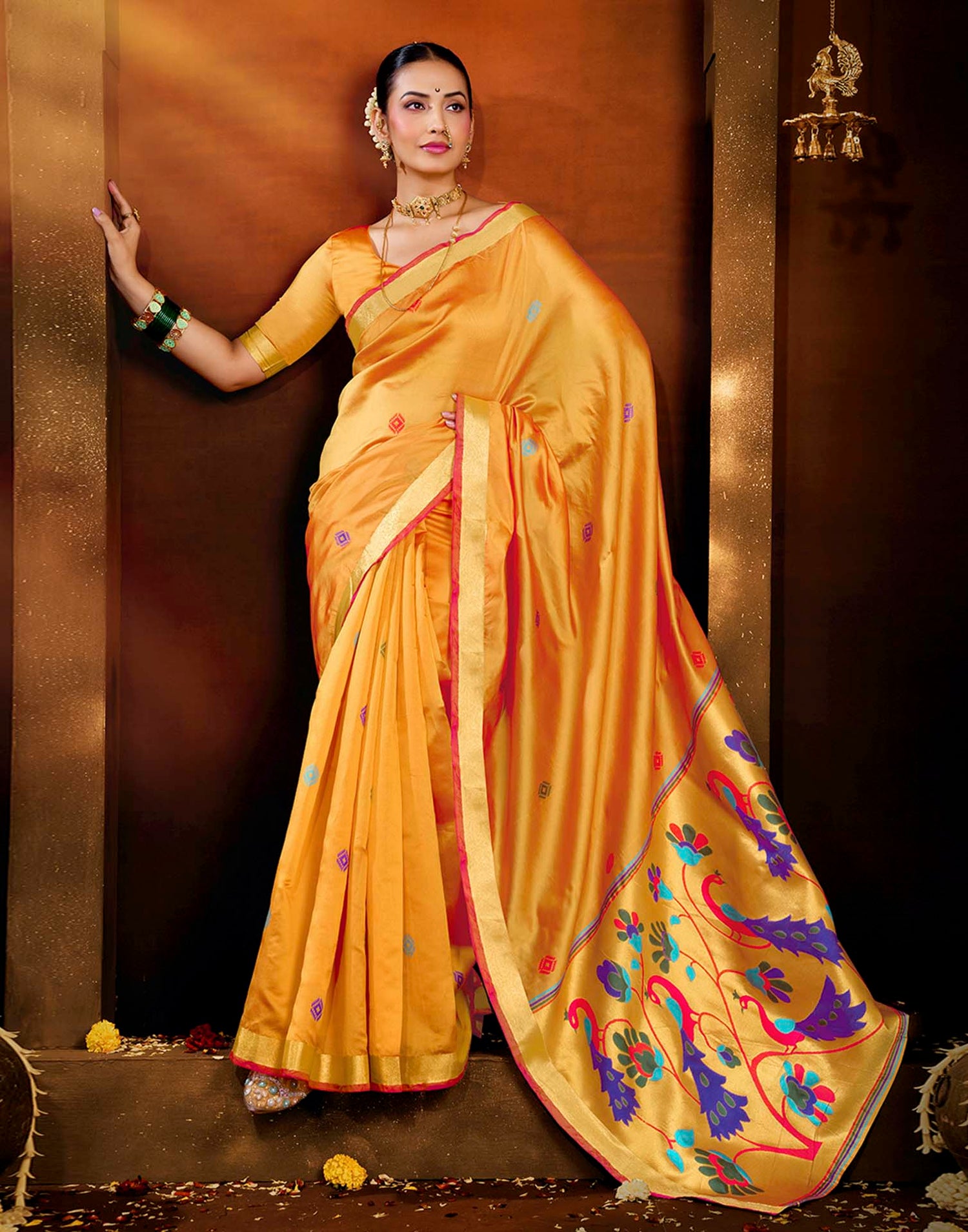 Yellow Silk Woven Paithani Saree