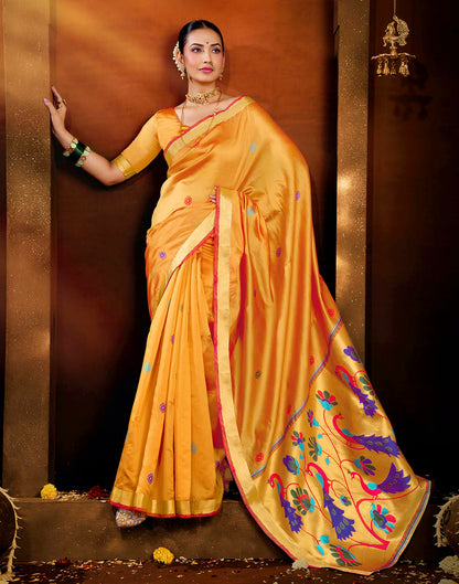 Yellow Silk Woven Paithani Saree
