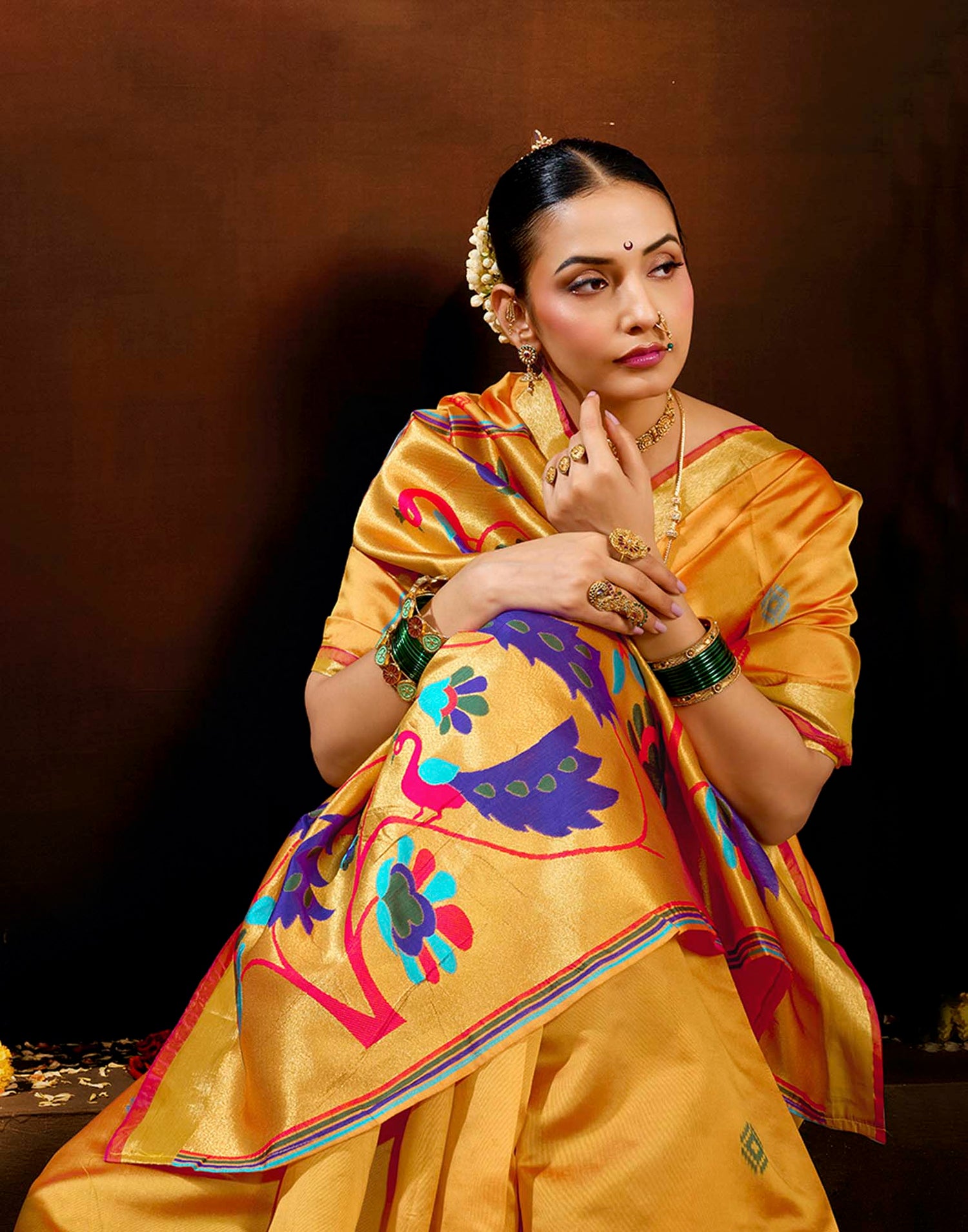 Yellow Silk Woven Paithani Saree
