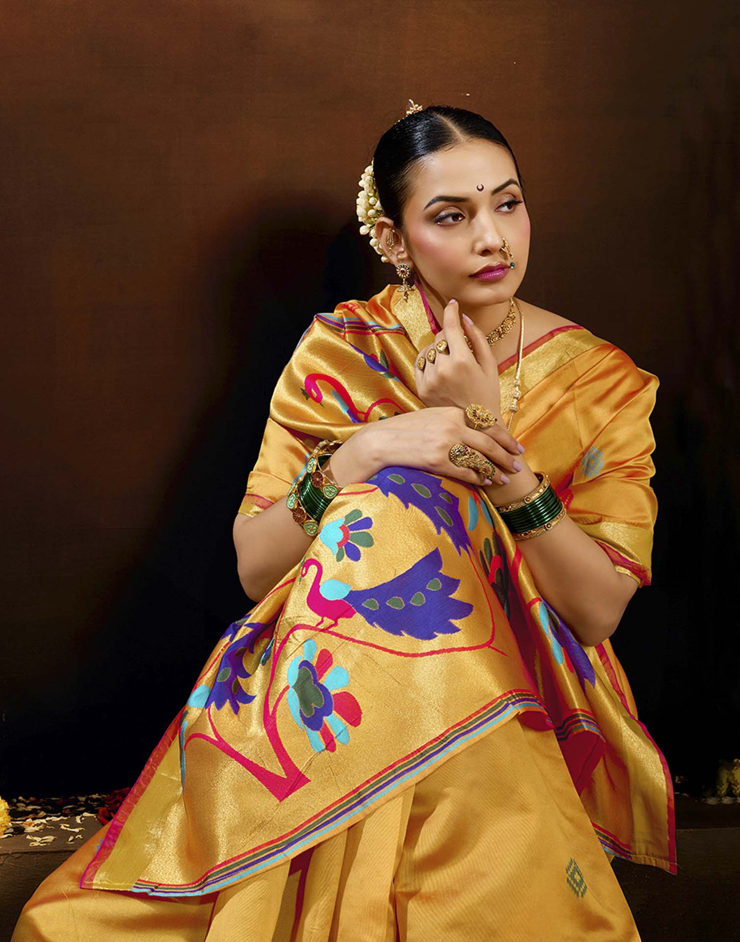 Yellow Silk Woven Paithani Saree