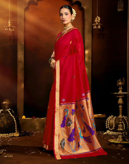 Red Silk Woven Paithani Saree