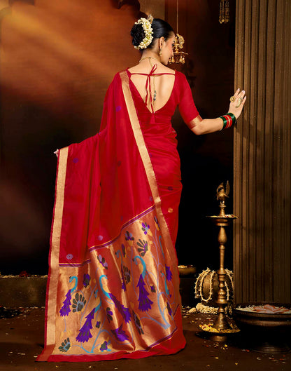 Red Silk Woven Paithani Saree