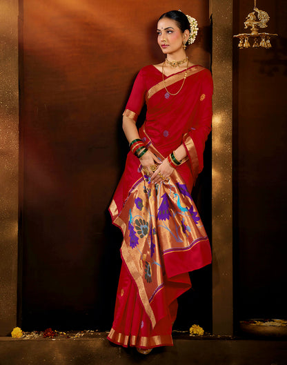 Red Silk Woven Paithani Saree