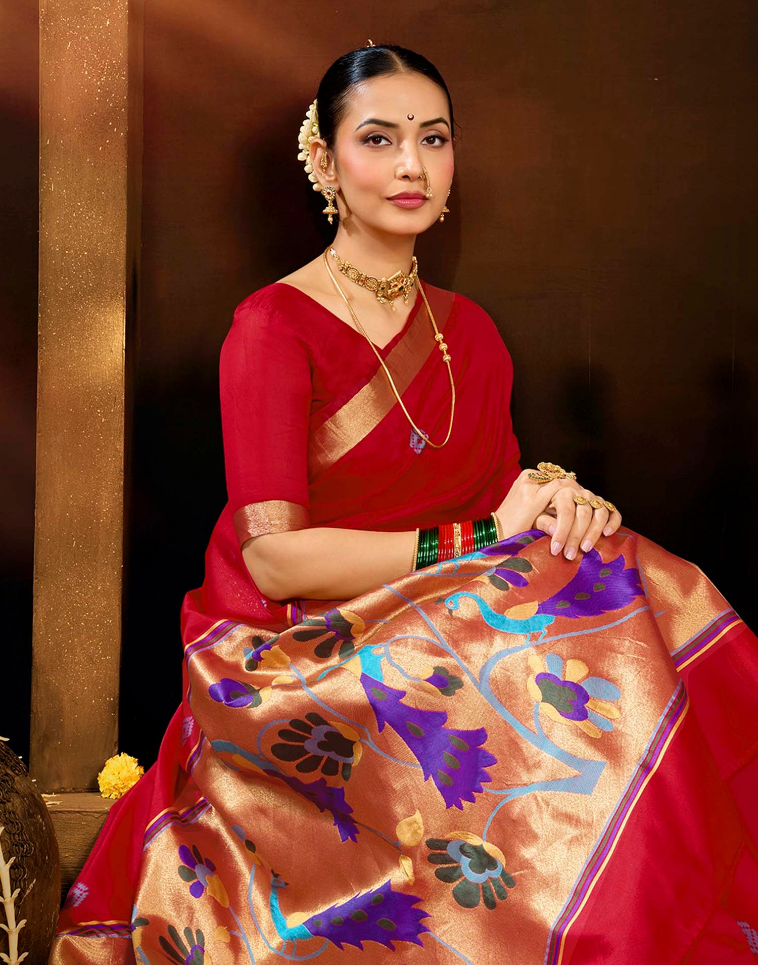 Red Silk Woven Paithani Saree