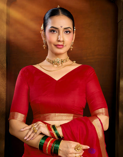 Red Silk Woven Paithani Saree