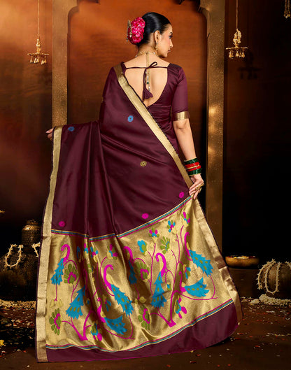 Maroon Silk Woven Paithani Saree