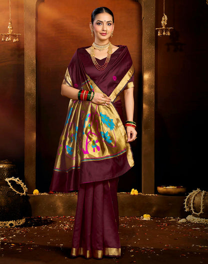Maroon Silk Woven Paithani Saree