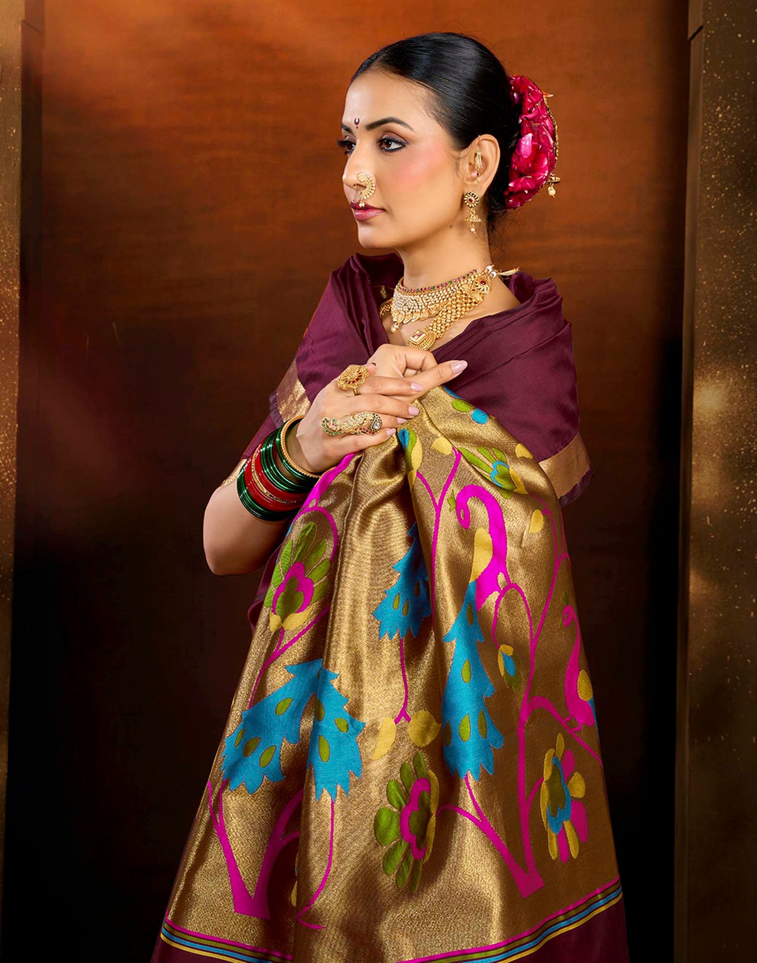 Maroon Silk Woven Paithani Saree