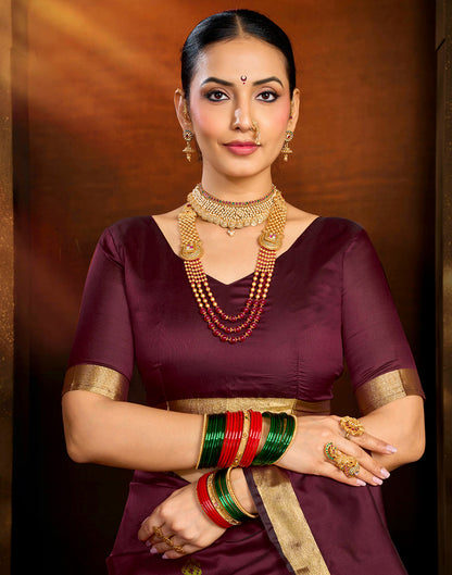 Maroon Silk Woven Paithani Saree