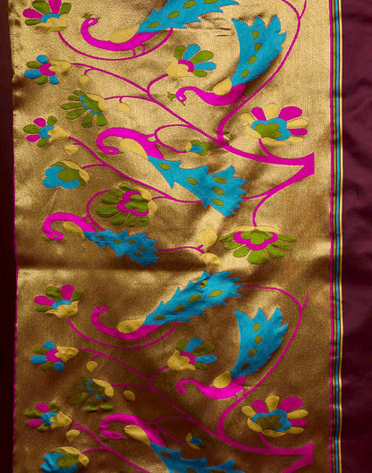 Maroon Silk Woven Paithani Saree