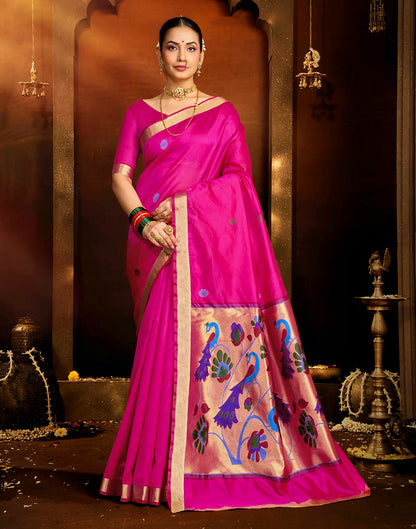 Pink Silk Woven Paithani Saree