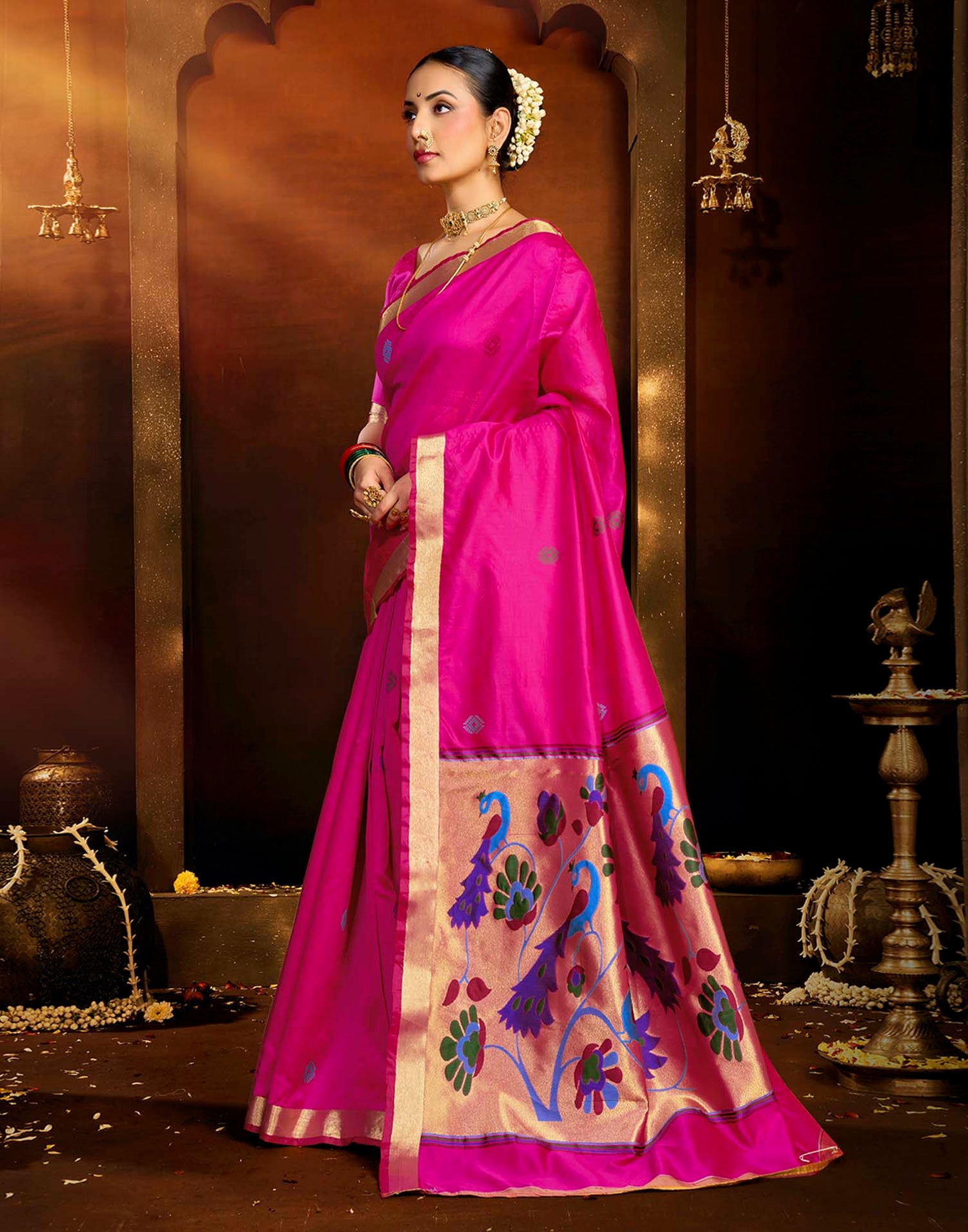 Pink Silk Woven Paithani Saree