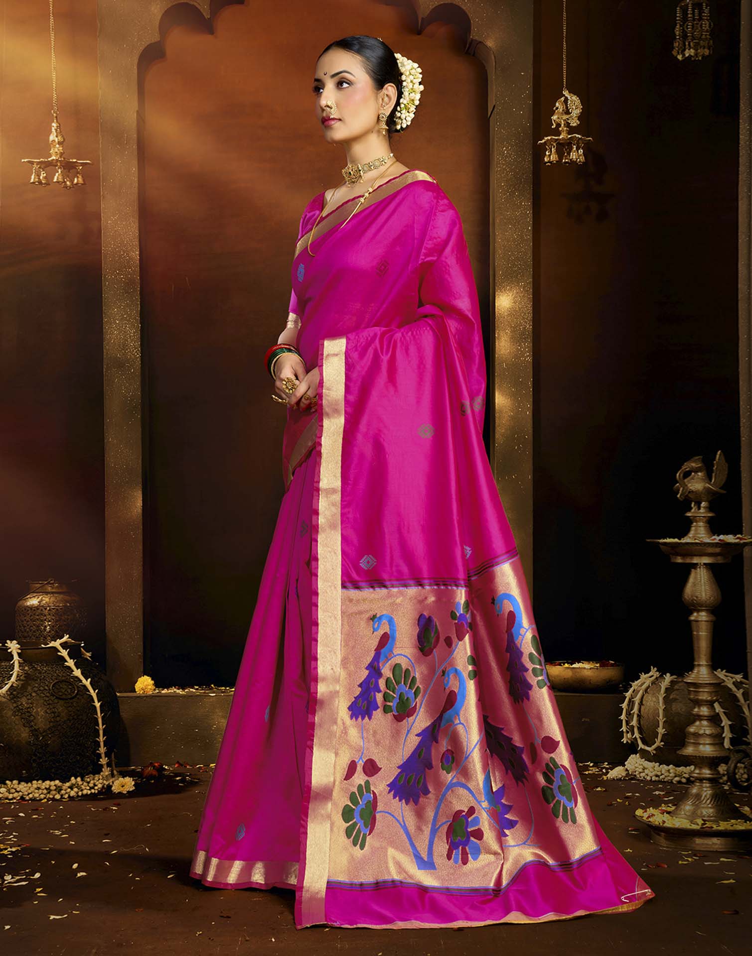 Pink Silk Woven Paithani Saree