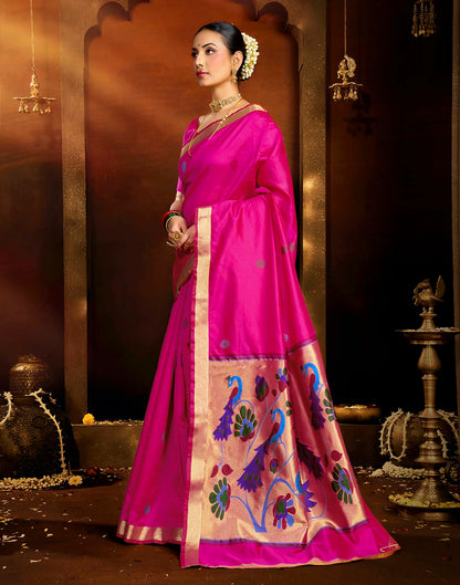 Pink Silk Woven Paithani Saree