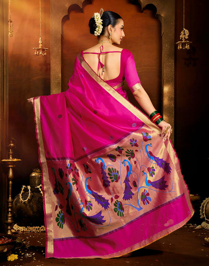 Pink Silk Woven Paithani Saree