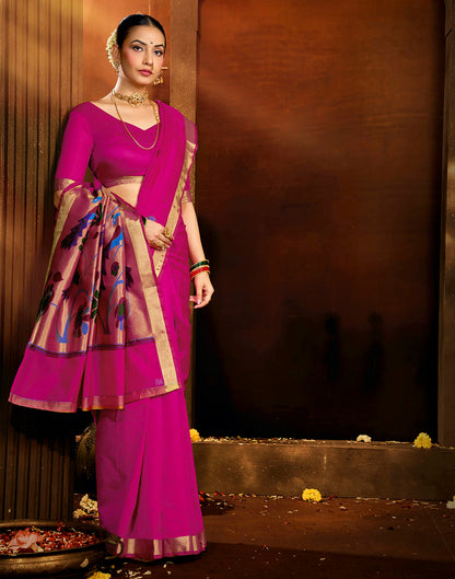 Pink Silk Woven Paithani Saree