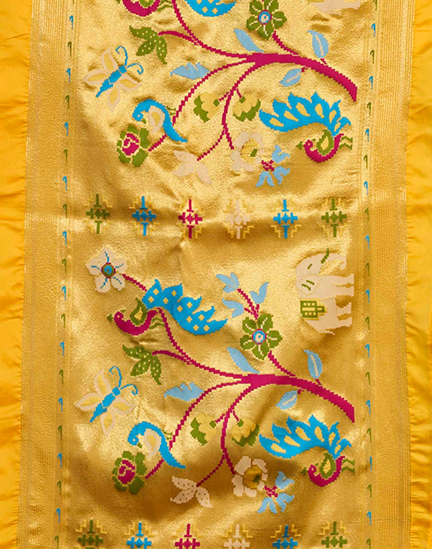 Yellow Silk Woven Paithani Saree