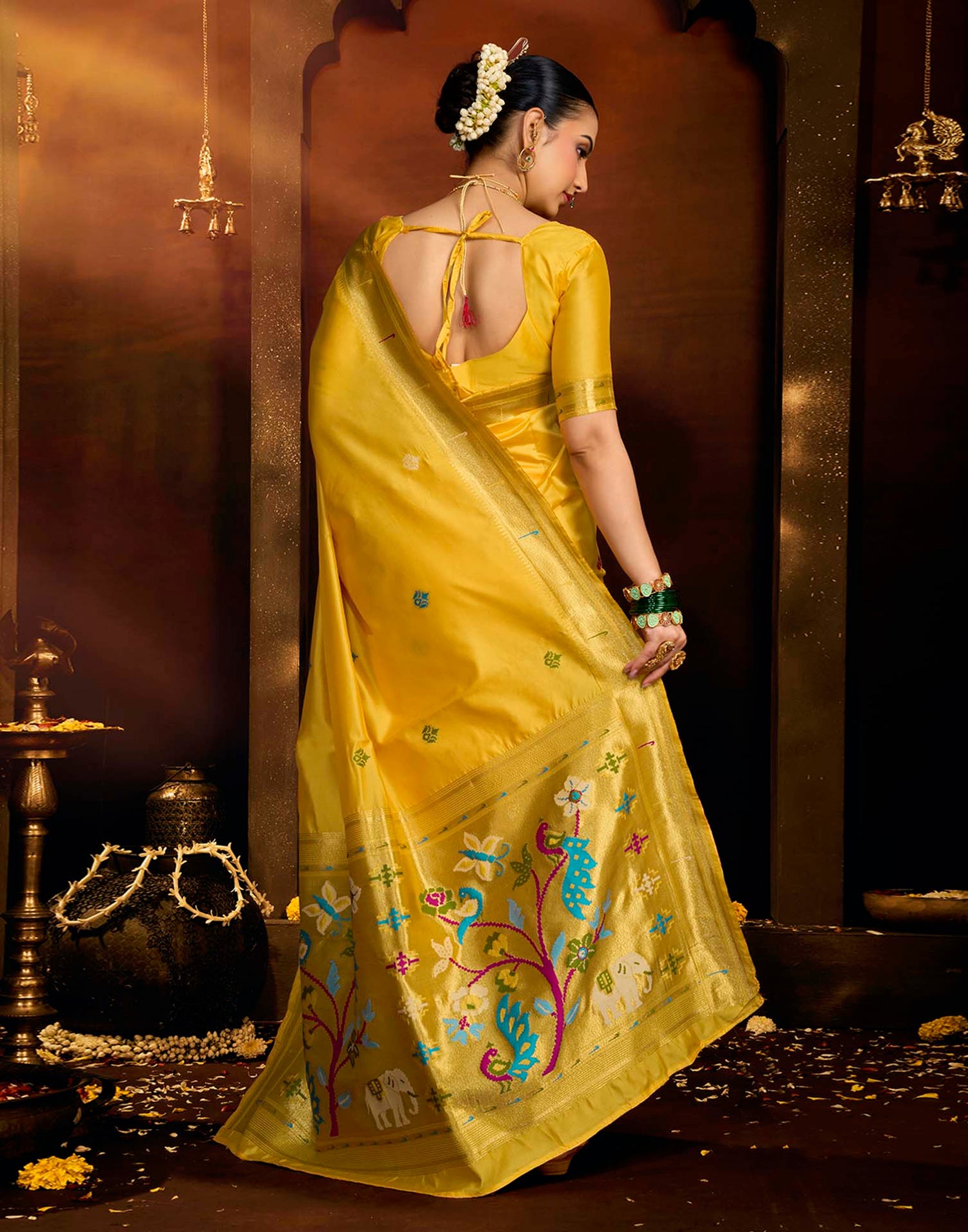 Yellow Silk Woven Paithani Saree
