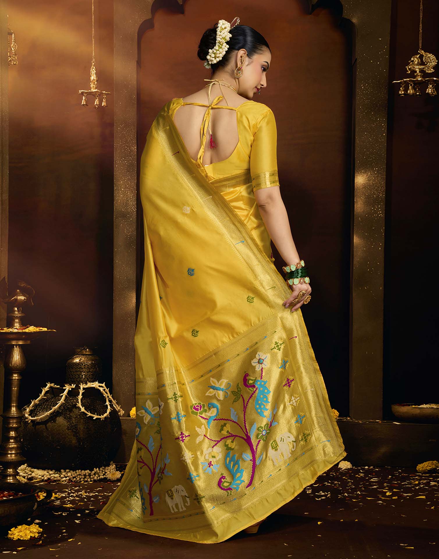 Yellow Silk Woven Paithani Saree