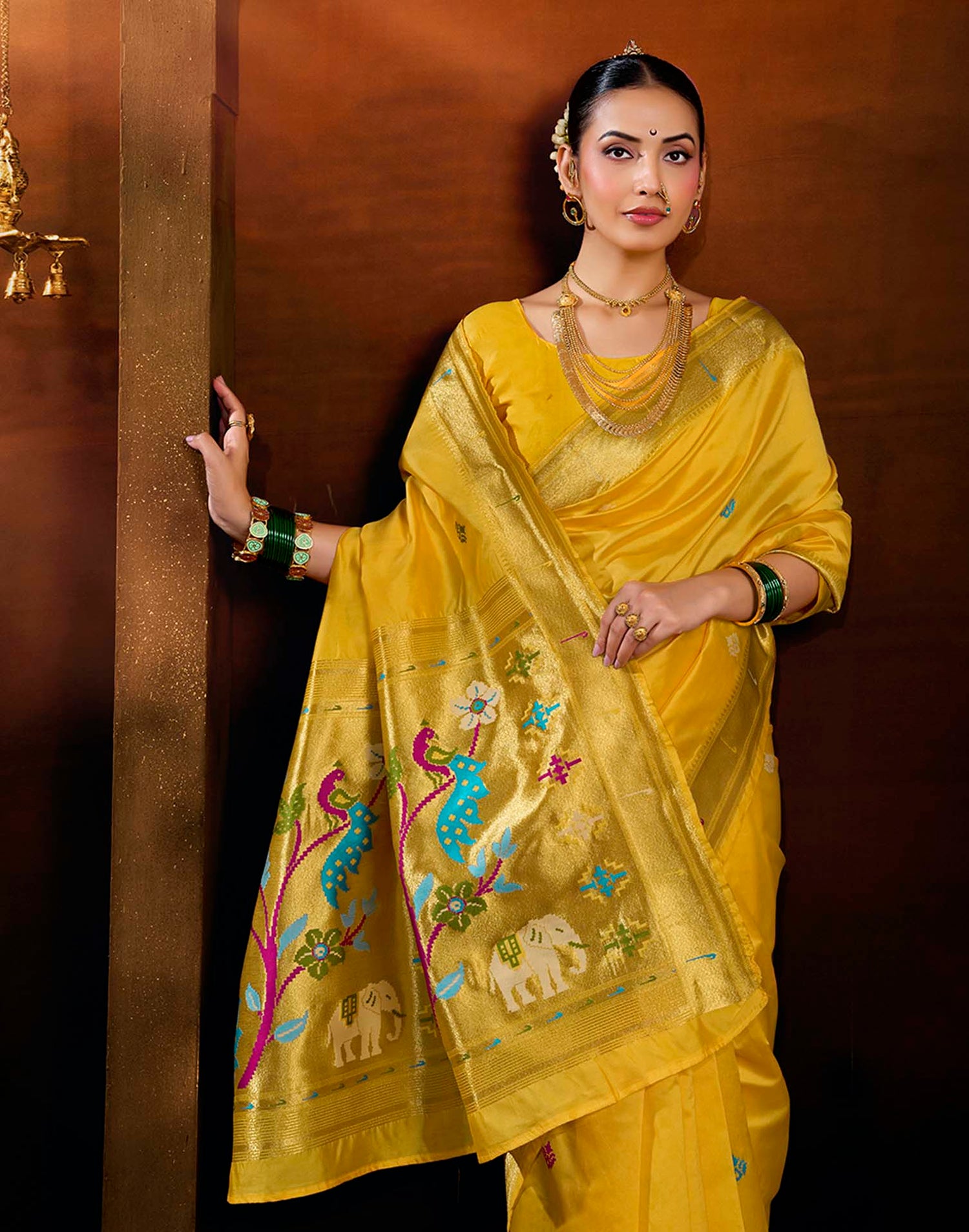 Yellow Silk Woven Paithani Saree