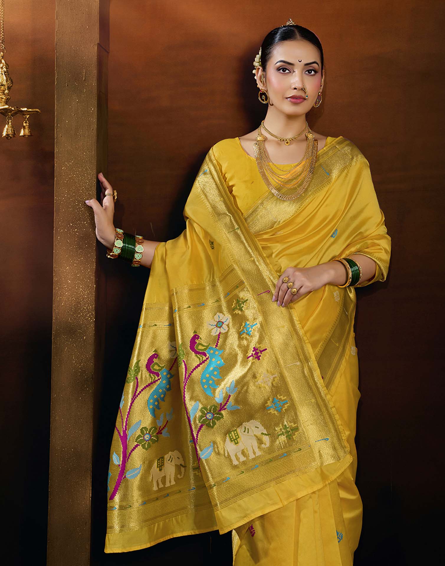 Yellow Silk Woven Paithani Saree