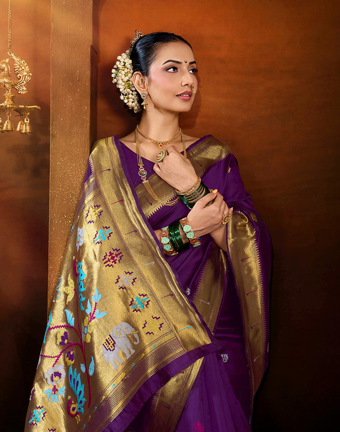 Purple Silk Woven Paithani Saree