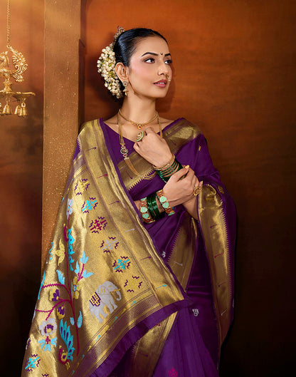 Purple Silk Woven Paithani Saree