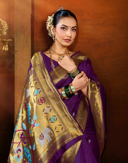 Purple Silk Woven Paithani Saree