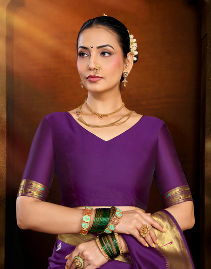 Purple Silk Woven Paithani Saree